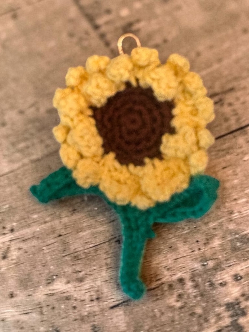 Handmade Crocheted Sunflower Pendant - Yellow & Green